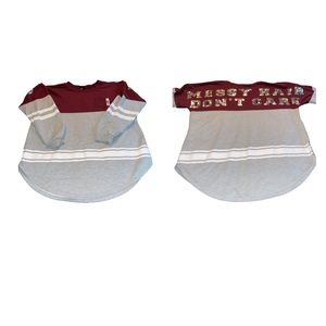 Rue 21 Women’s Messy Hair Don’t Care Tunic Collegiate Style Sequin Lettering XL